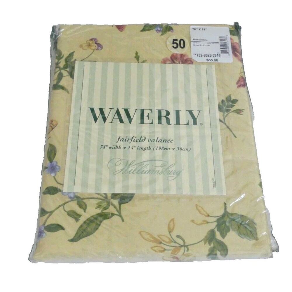 NOS Waverly Scalloped‎ Valance Blair Garden Sunshine Floral 78x14 Cottagecore